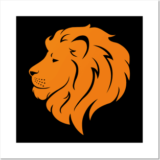 orange lion head Posters and Art